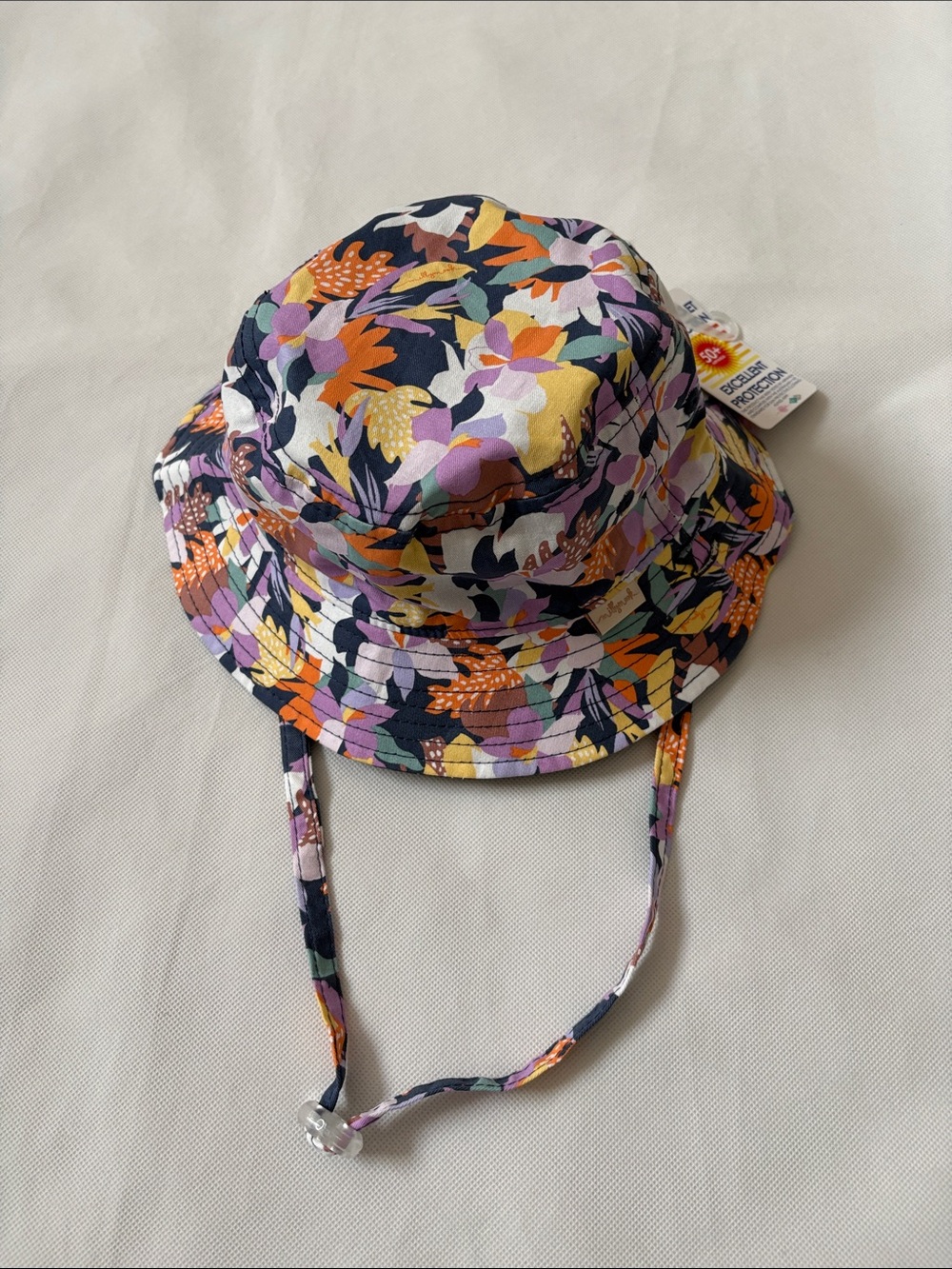 Millymook Floral Bucket Sun Hat with Chin Strap - Multicolor Navy Bianca